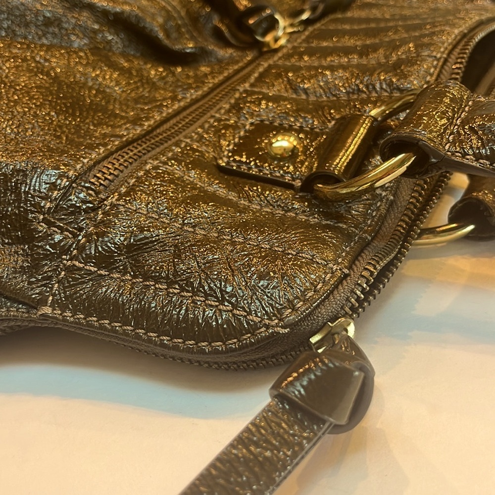 J Crew Dark Brown Patent Leather Tote